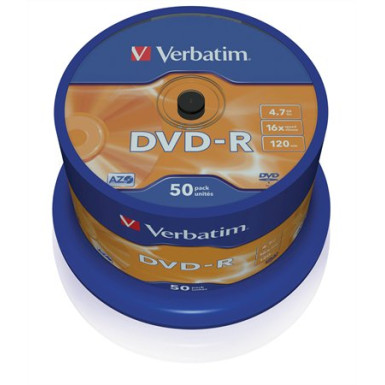 DVD-R lemez, AZO, 4,7GB, 16x, hengeren, VERBATIM