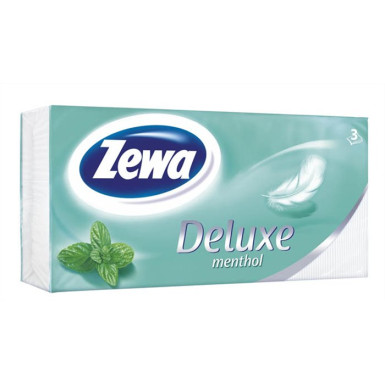 Papír zsebkendő, 3 rétegű, 90 db, ZEWA "Deluxe", menthol