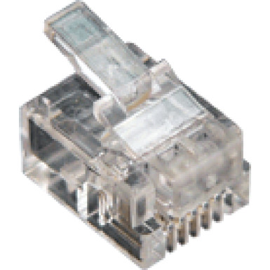 6P4C dugasz moduláris 6P4C, RJ-11, krimpelhető moduláris dugó, réz érintkezők, színtelen, átlátszó.
