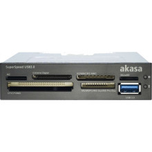 Akasa 3,5" USB3.0 SuperSpeed Memory Card Reader Frontpanel Black