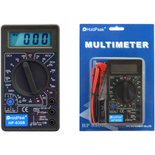 Digitális multiméter, VDC, VAC, ADC, ellenállás mérés, dióda, tranzisztor hFE.