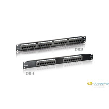 Equip 235324 Cat5 patch panel 24 port, 1U, fekete