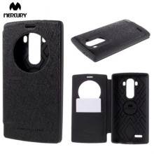 MERCURY Wow Bumper tok álló, bőr Samsung Galaxy Grand Prime (SM-G530F) (FLIP, oldalra nyíló, S-View cover, textilminta) ARANY G53084