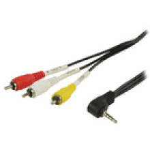 Valueline AV jack, 3,5 mm-es kábel, AV jack, 3,5 mm-es dugasz - 3x RCA dugasz, 1,00 m, fekete