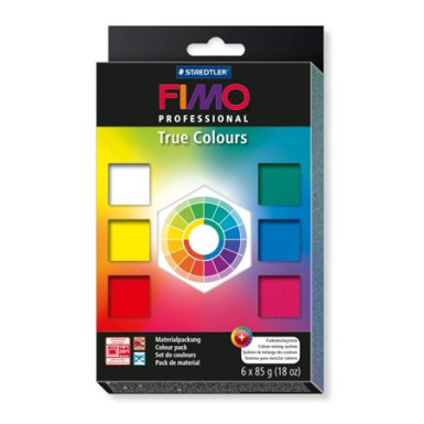 FIMO Gyurma készlet, 6x85 g, égethető, FIMO "Professional True Colours", 6 különböző szín