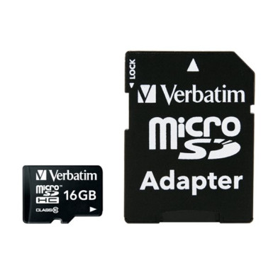 VERBATIM Memóriakártya, Micro SDHC, 16GB, Class 10, adaterrel, VERBATIM