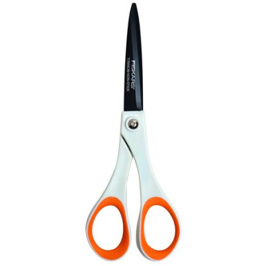 FISKARS Olló, általános, tapadásmentes, 17 cm, FISKARS "Non-Stick", fehér