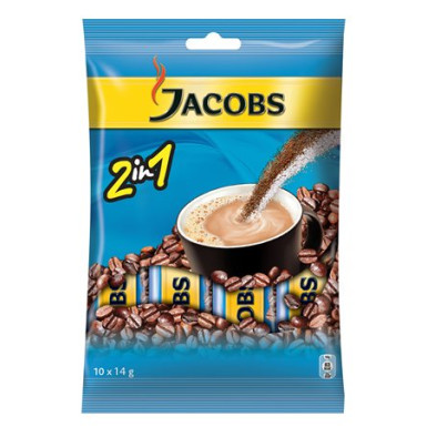 JACOBS Instant kávé stick, 10x14 g, JACOBS "2in1"