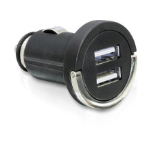 Delock autós töltő/feszültség átalakító szivargyújtóhoz, 12V/24V-2x USB, fekete 61958