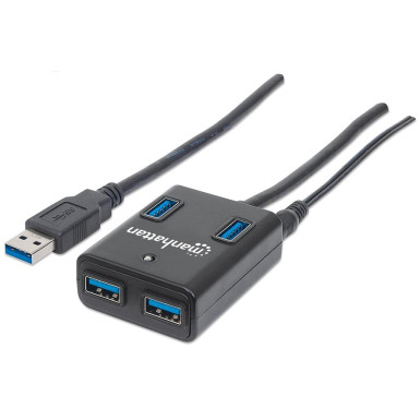 Manhattan SuperSpeed USB 3.0 hub, 4 portos, tápegységgel 162302