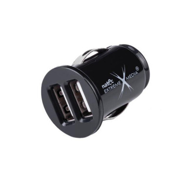 Natec car charger 12V/24V-2x USB 5V/2A, Mini, Black, Blister NUC-0564