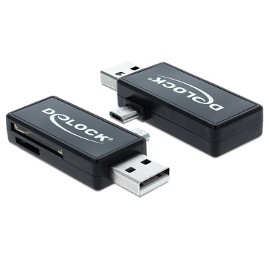 Delock Micro USB OTG-kártyaolvasó + USB A-csatlakozódugó 91731