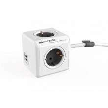 PowerCube Extended USB kompakt elosztó - szürke (1402GY/DEEUPC)