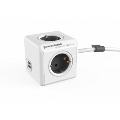 PowerCube Extended USB kompakt elosztó - szürke (1402GY/DEEUPC)