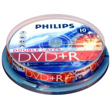 DVD lemez Philips 8,5GB +R DualLayer 10lemez/henger