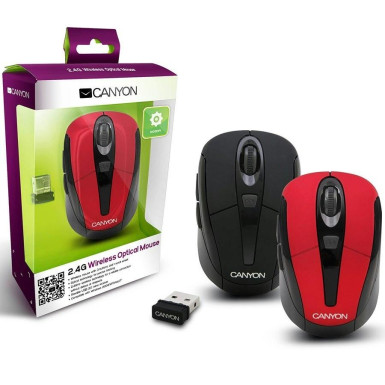 CANYON CNR-MSOW06B Black Optikai,Cordless,USB,Black,1000-1600DPI