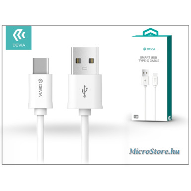 Devia USB - USB Type-C adat- és töltőkábel 1 m-es vezetékkel - Devia Smart USB Type-C 2.4 Cable - white ST993405