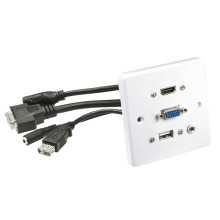 LINDY Multi AV Faceplate, HDMI, VGA, 3.5mm & USB, Plastic