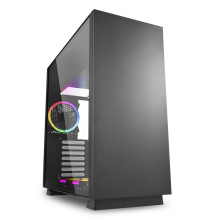 Sharkoon Számítógépház - PureSteel RGB (fekete, ablakos, ATX, felső táp, 4x120mm RGB ventilátor, 2xU