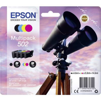 Epson Tinta kombicsomag T02V64, 502 Eredeti Fekete, Cián, Bíbor, Sárga C13T02V64010