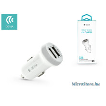 Devia Devia Smart Dual USB szivargyújtós töltő adapter - Devia Smart Series Car Charger - 5V/3,1A - white ST330810