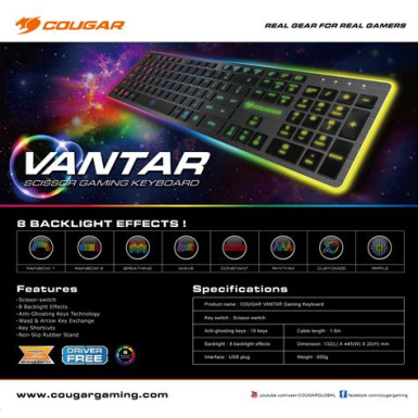 Cougar Vantar USB magyar billentyűzet 37VANXNMB.0014