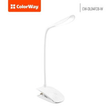 COLORWAY Asztali LED lámpa beépített akkumulátor, flexibilis, felcsiptethető, 5500-6000k, 115 lm, fehér (CW-DL04FCB-W) CW-DL04FCB-W