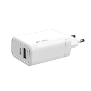 4smarts hálózati gyorstöltő adapter, 20W, QC 3.0 + 1.5m Type-C/Type-C kábel, fehér 4S465575 + 4S465585 4smarts 52071