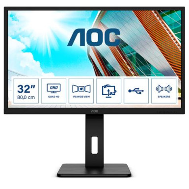 AOC Q32P2 31.5inch IPS WQHD 75Hz 4ms 250 cd/m2 1000:1 HDMIx2 DP 4xUSB 3.2 Speakers Q32P2