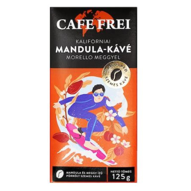 CAFE FREI Kávé, pörkölt, szemes, 125 g, CAFE FREI "Kaliforniai mandula" morello meggyel